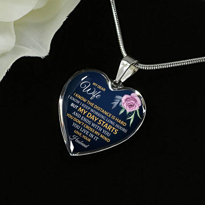 To My Dear Wife Heart Pendant Necklace