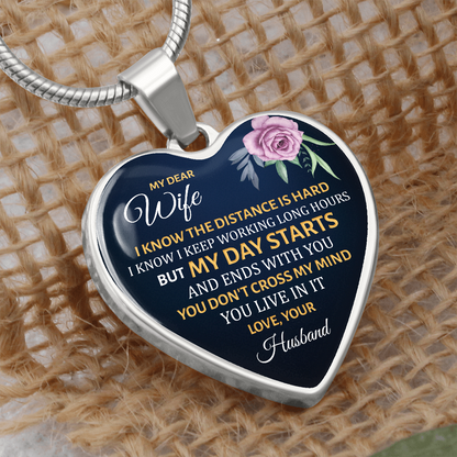 To My Dear Wife Heart Pendant Necklace