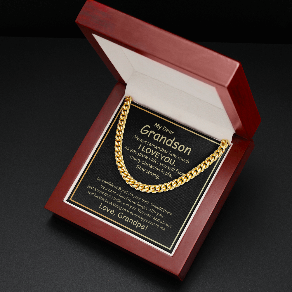 To My Grandson From Grandpa - Cuban Link Chain Necklace