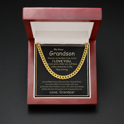 To My Grandson From Grandpa - Cuban Link Chain Necklace